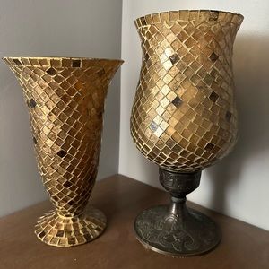 2 Mosaic Gold Vases